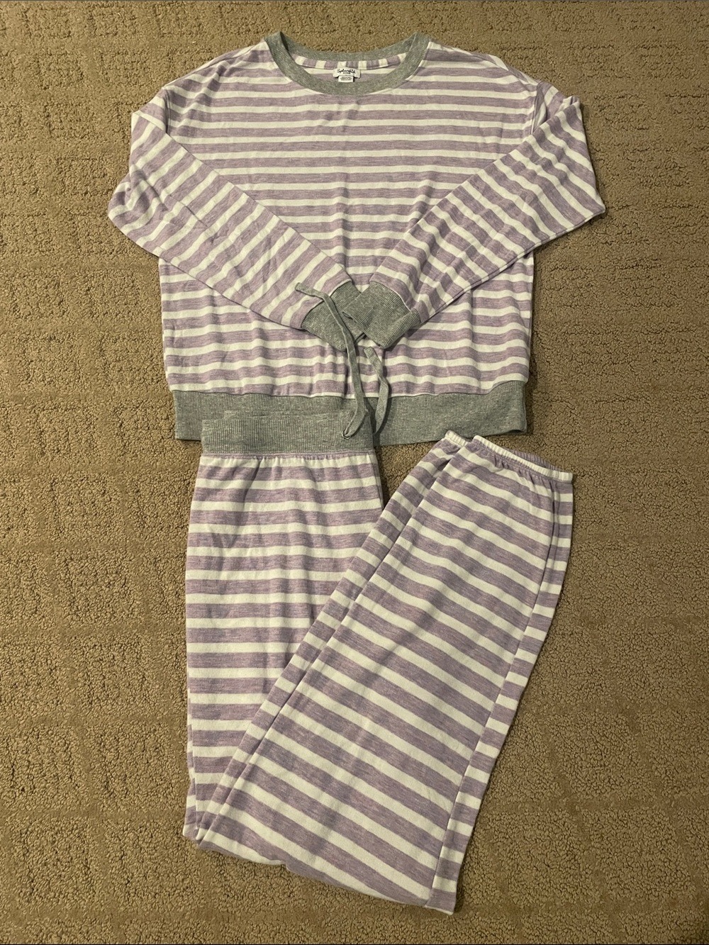 Splendid Lavender & Gray Striped Women's Pajama Set